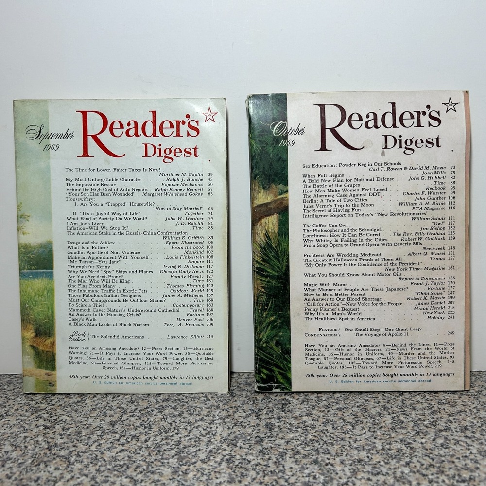 1969 September October READER'S DIGEST MAGAZINE Vintage History Short Stories